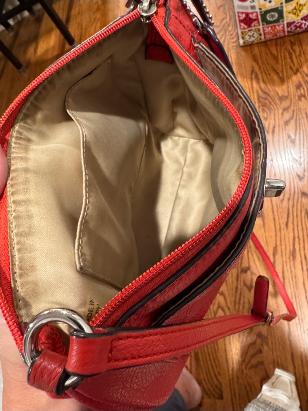 Coach Red Pebbled Leather Crossbody Bag - Picture 5 of 8